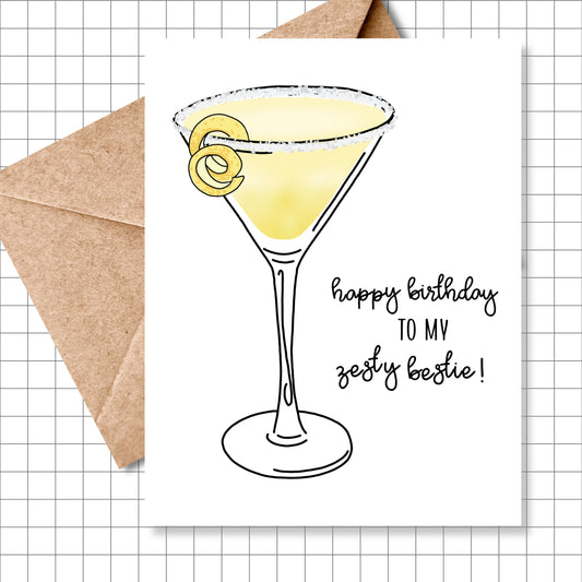 Zesty Bestie Lemon Drop Birthday Card