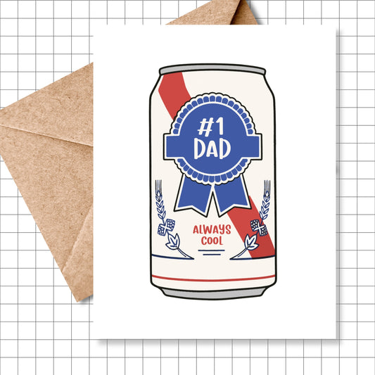 #1 Dad PBR Inspired Can Greeting Card