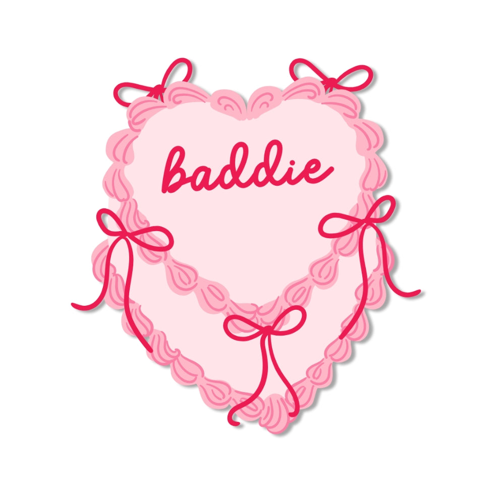 Baddie Heart Cake Vinyl Sticker
